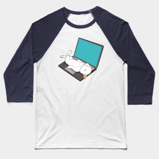 cat sleeping on laptop Baseball T-Shirt